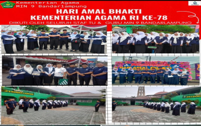 Dewan Guru dan Tenaga Kependidikan (GTK) MIN 9 Bandarlampung mengikuti Upacara  Hari Amal Bhakti Kemenag RI Ke-78
