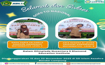 Nada dan Arfa Harumkan Nama MIN 9 Bandar Lampung di Ajang Olimpiade Nusantara 5 ‎